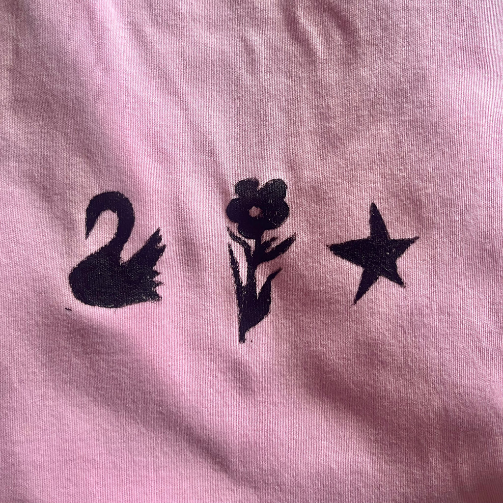 Upcycled Printed Pink Tee - Large