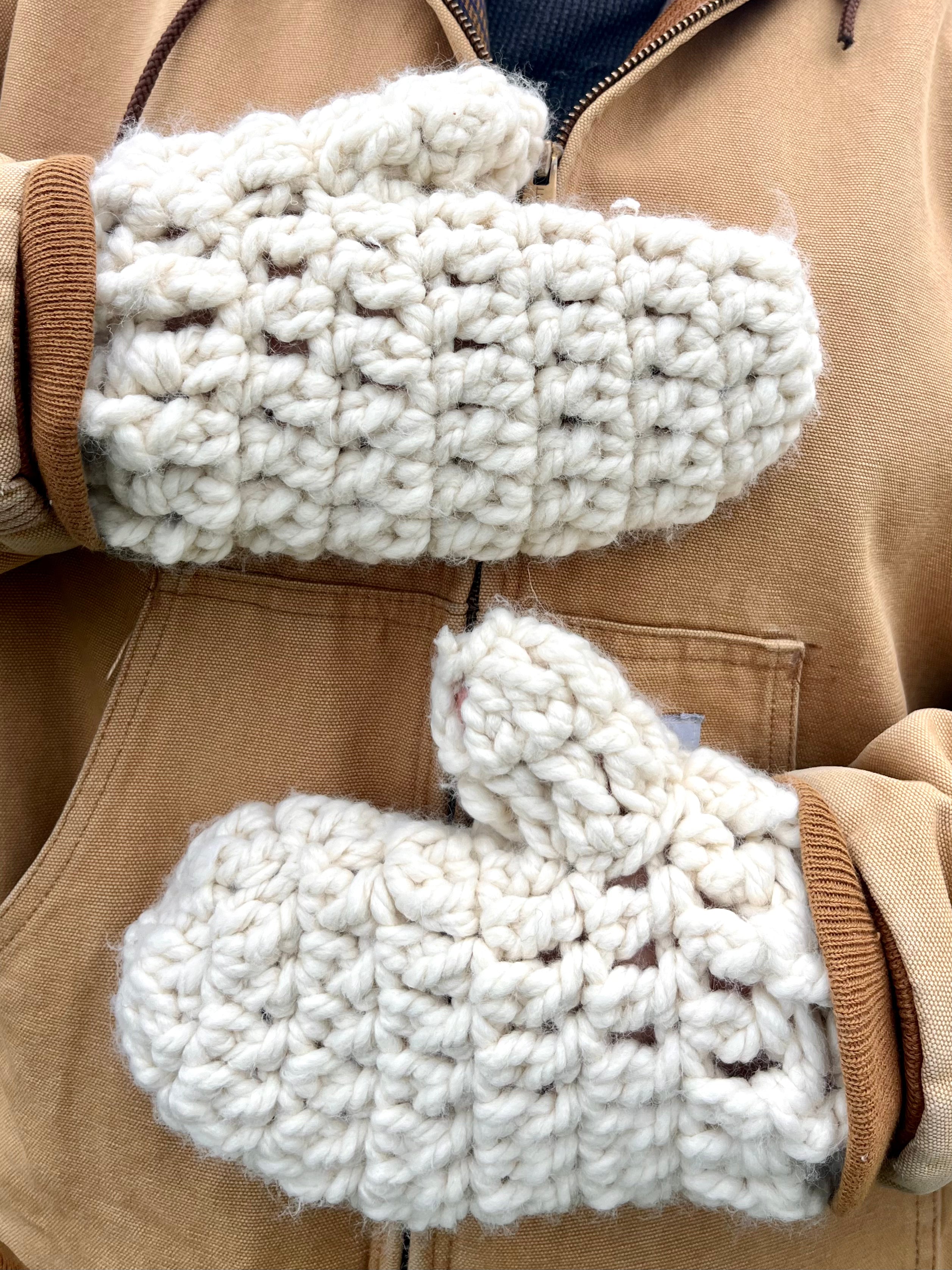 Crochet Mittens & Hat Set - Size M/L