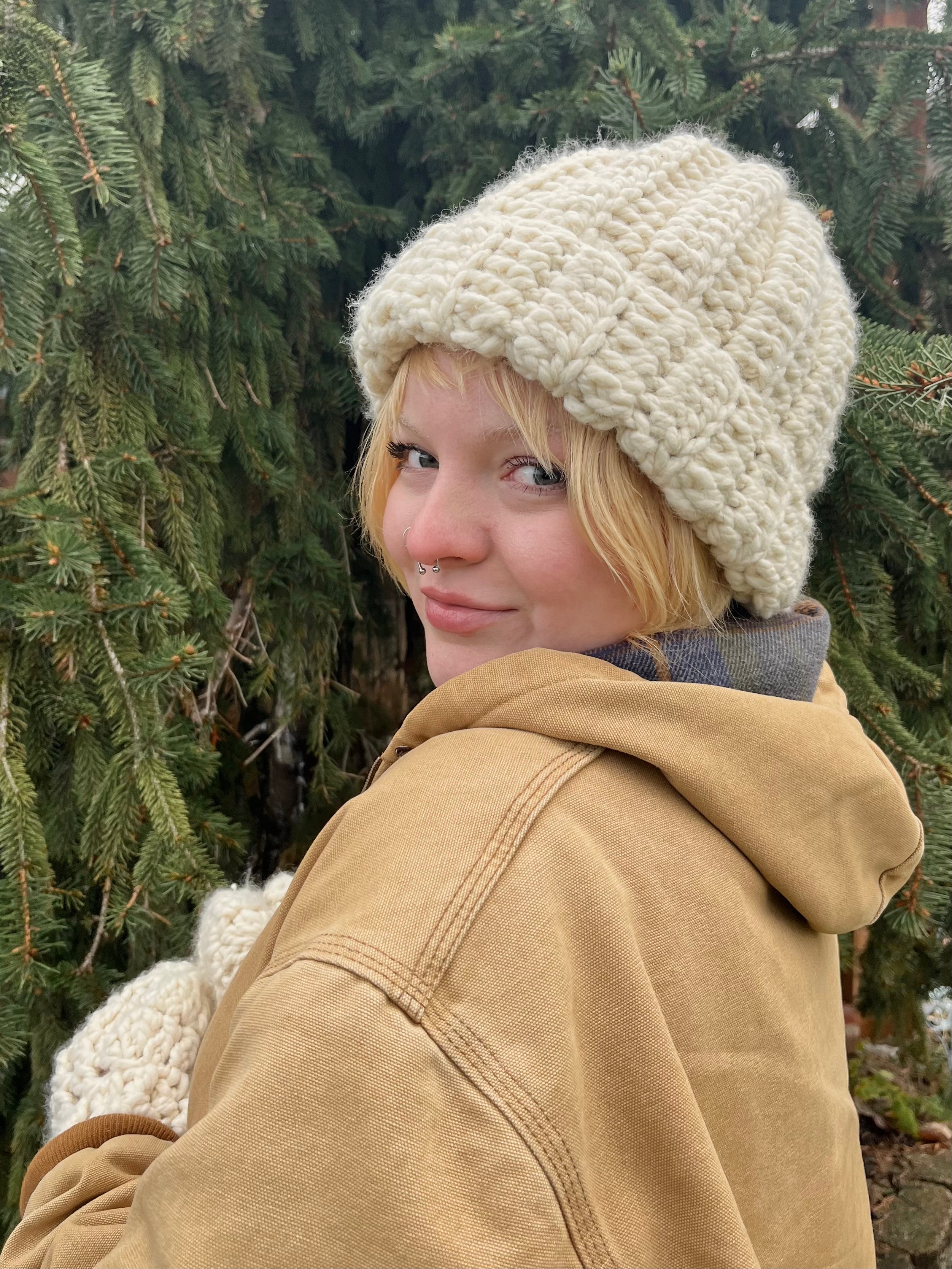 Crochet Mittens & Hat Set - Size M/L