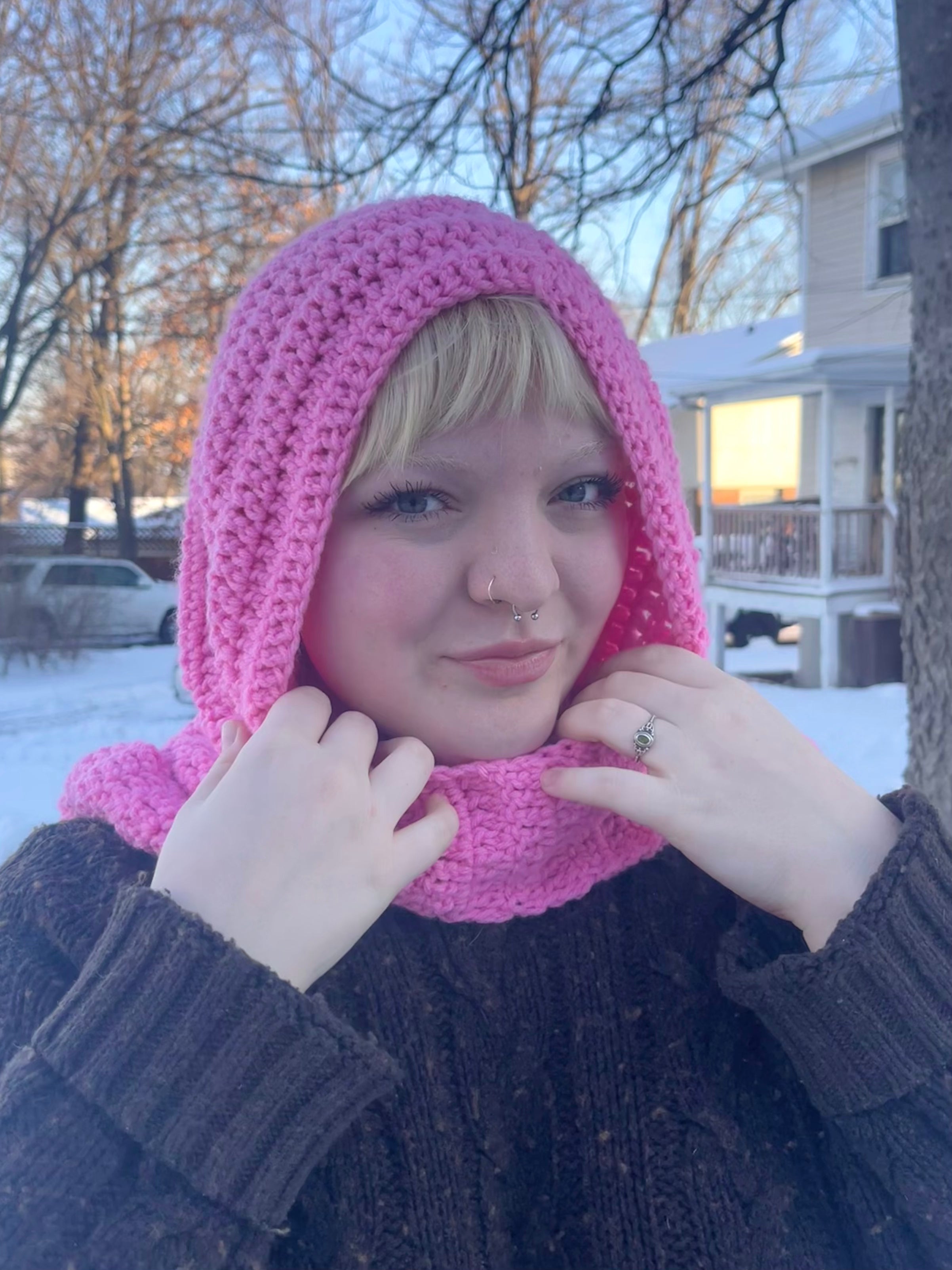 Pink Crochet Scoodie