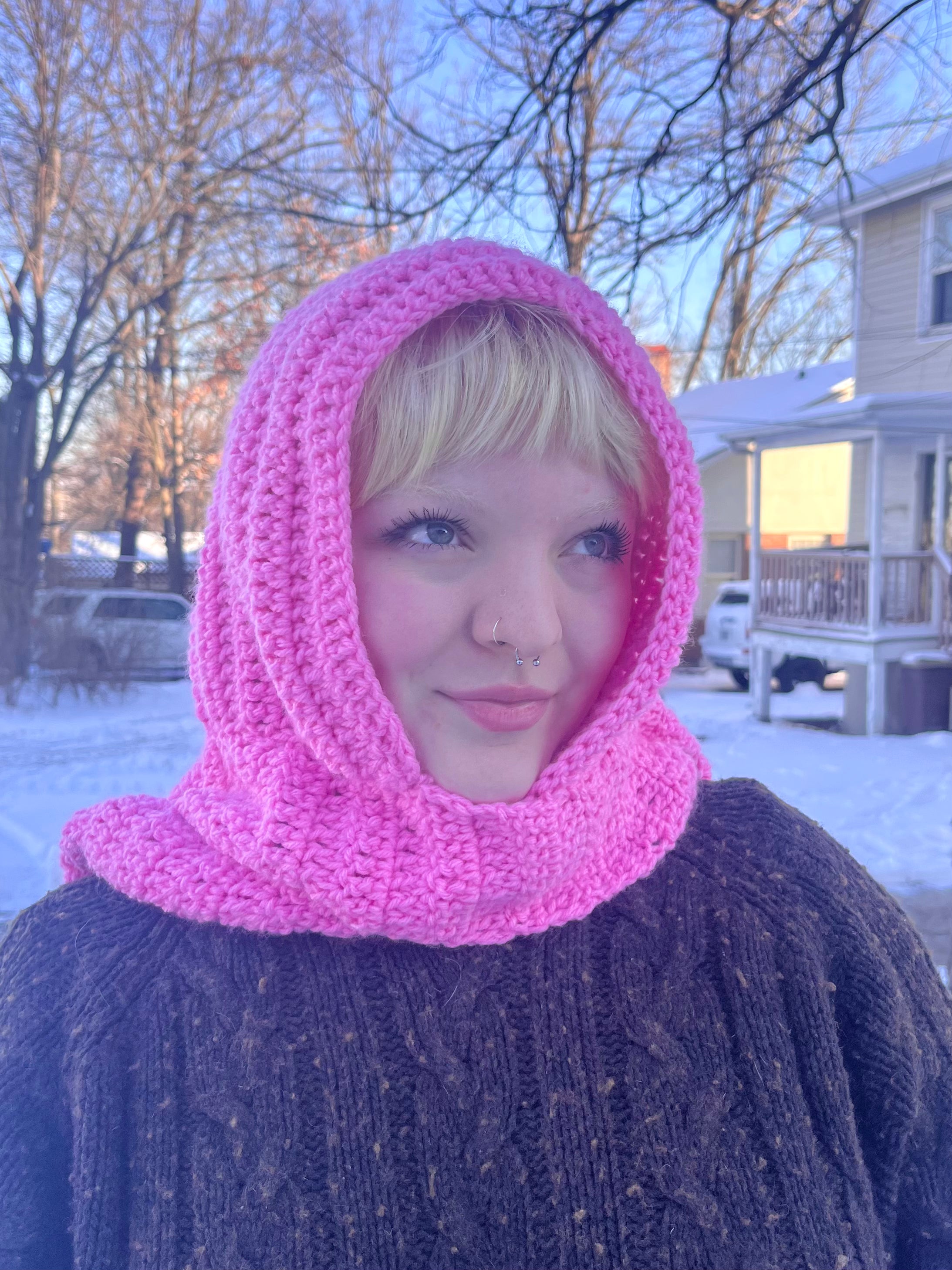 Pink Crochet Scoodie