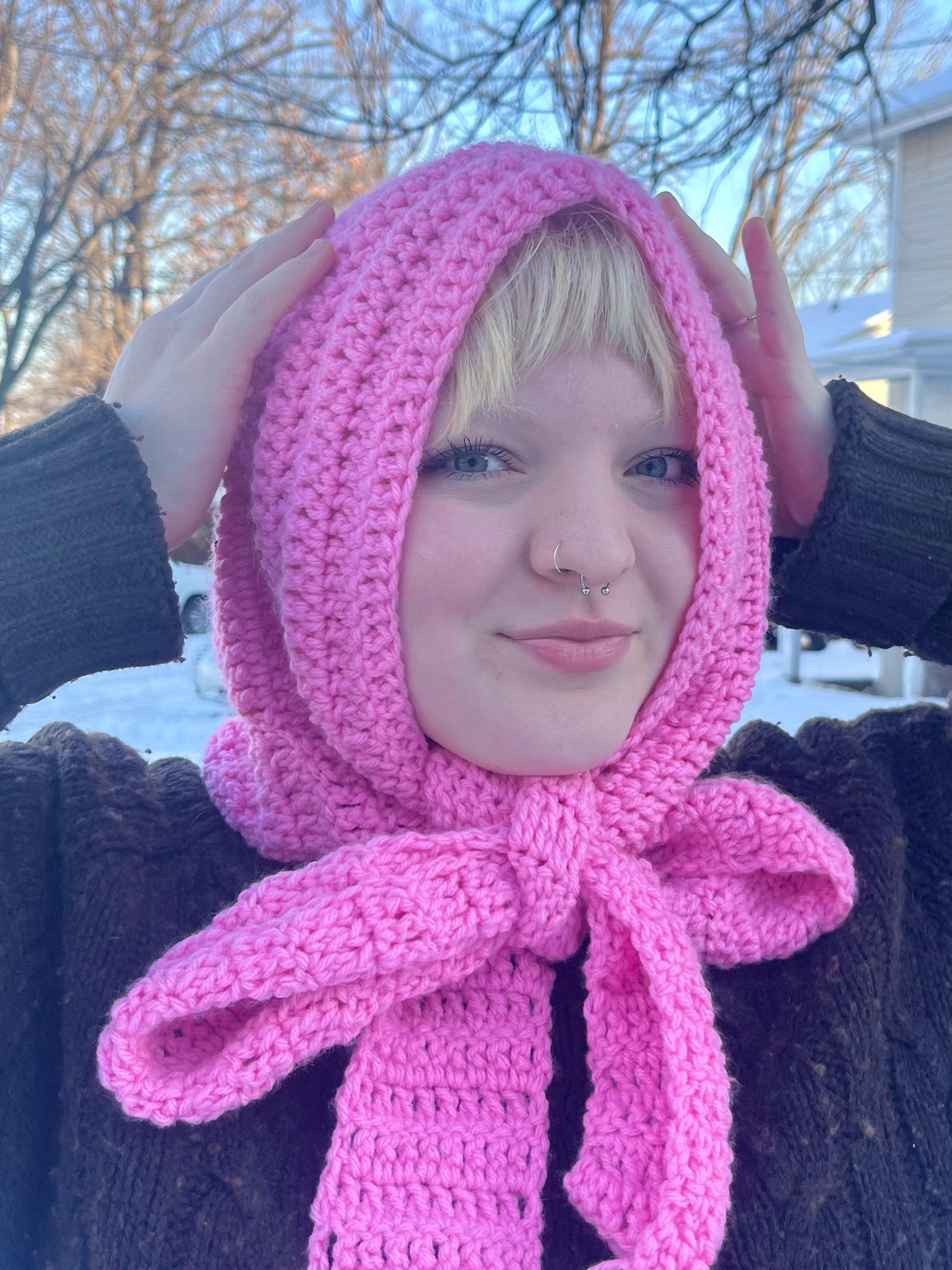 Pink Crochet Scoodie