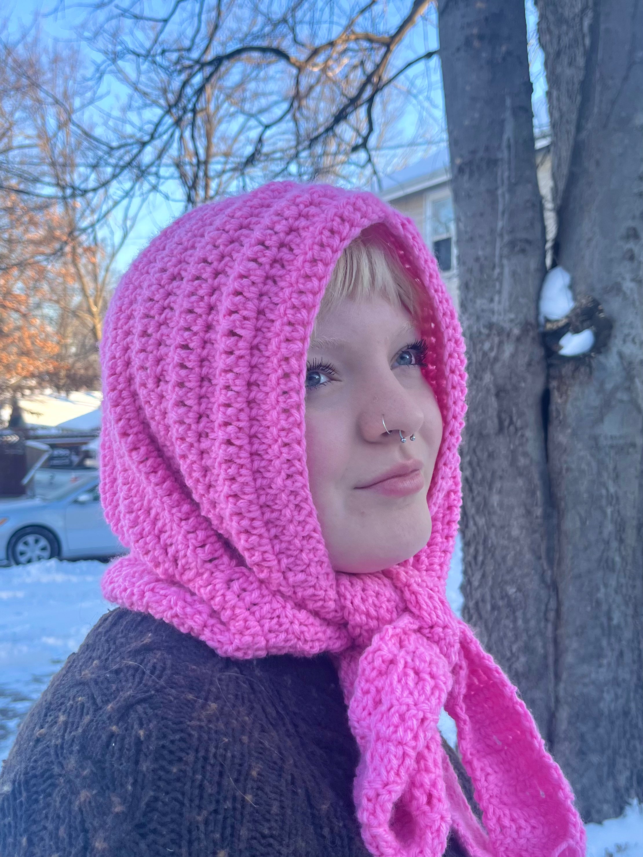 Pink Crochet Scoodie