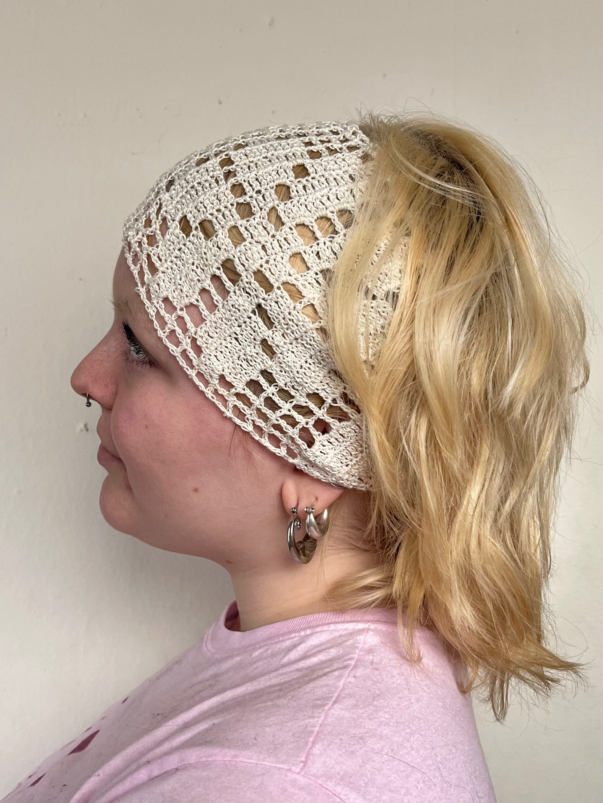 Filet Crochet Flower Headband