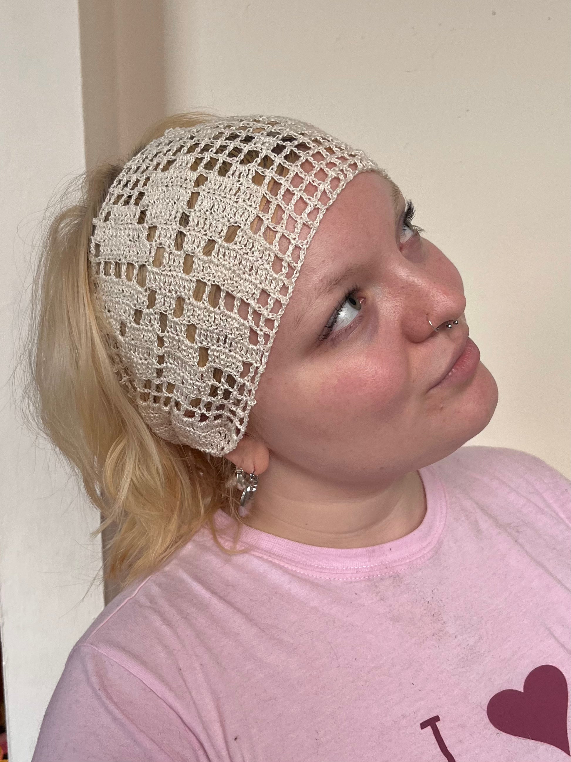 Filet Crochet Flower Headband