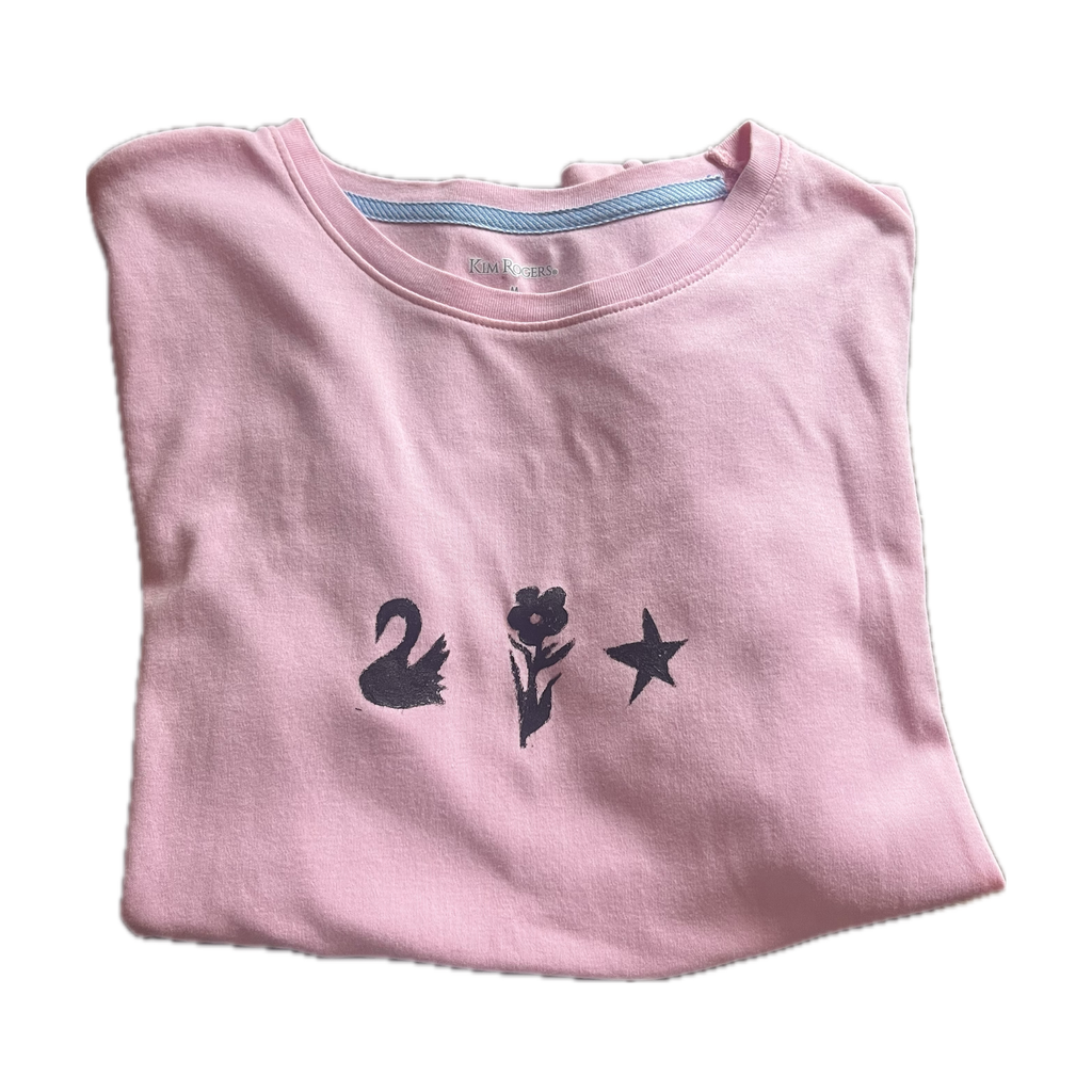 Upcycled Printed Pink Tee - Large